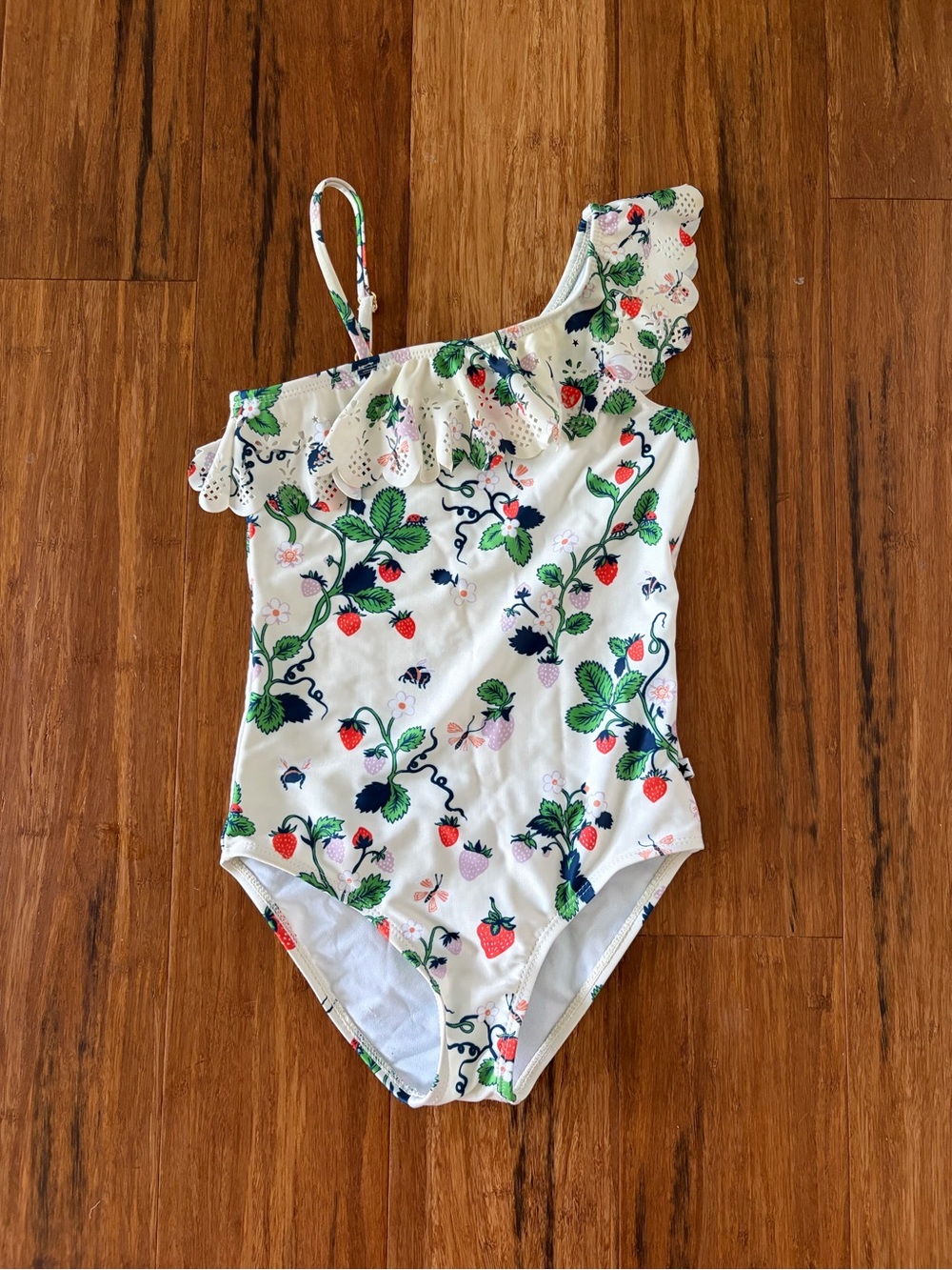 Molo Nika Printed Strawberry & Floral Girls Swimsuit